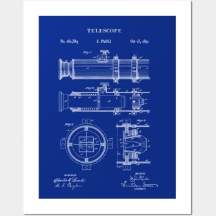 Nautical Telescope 1891 Patent Blueprint Posters and Art